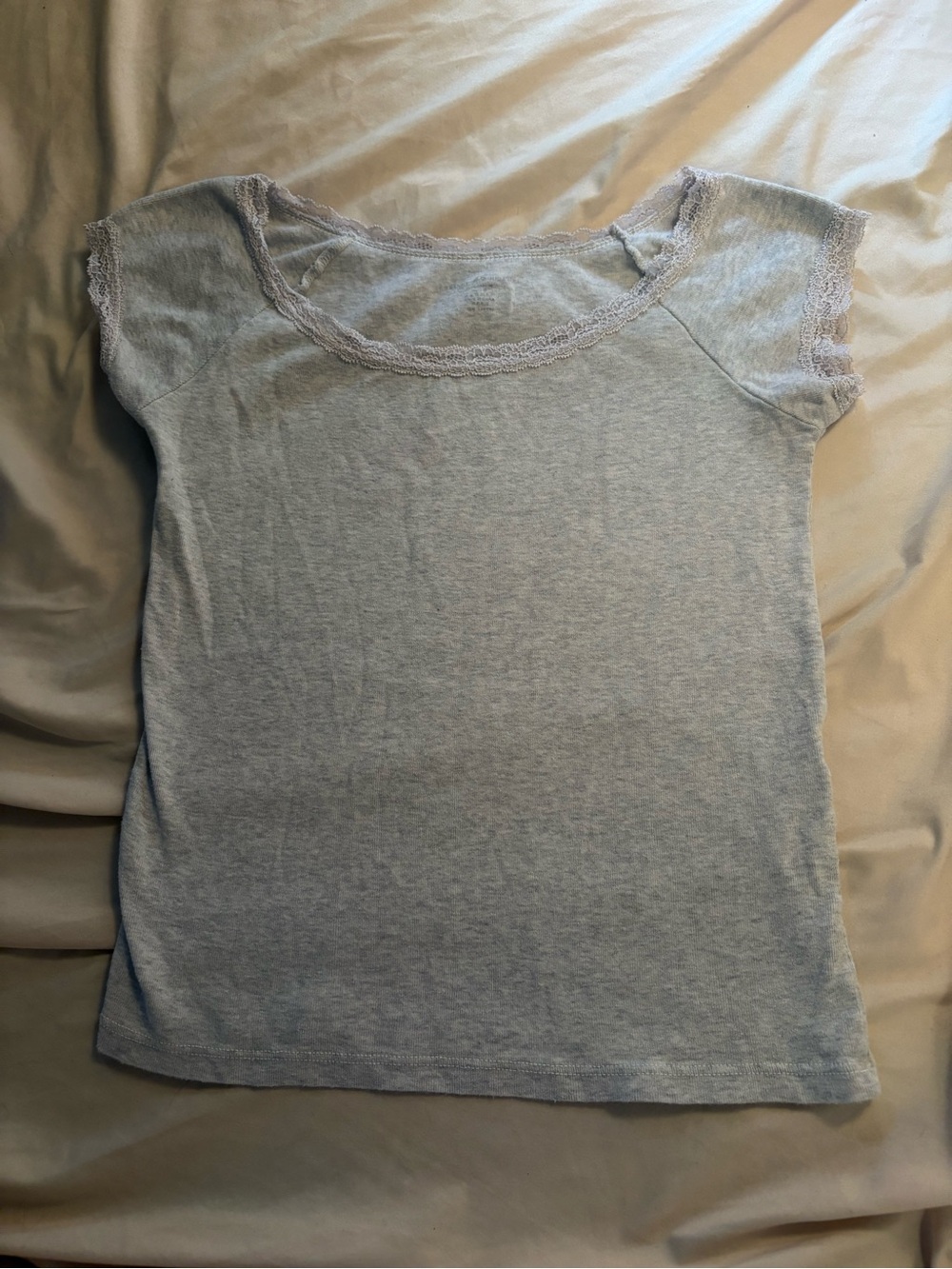Brandy Melville Eden Lace Top in heather grey (100% COTTON)